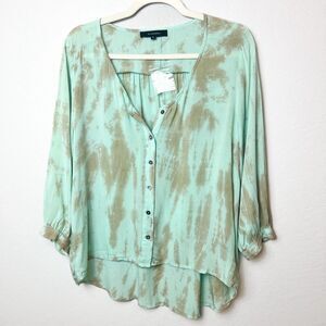 Anthropologie Olivaceous Tie Dye Style Button Down Blouse Size Small NWOT